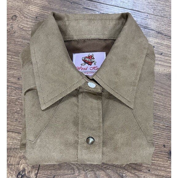 Wired Heart Button Shirt Womens Medium Brown Long Sleeve Pearl Snap Western - Picture 8 of 9